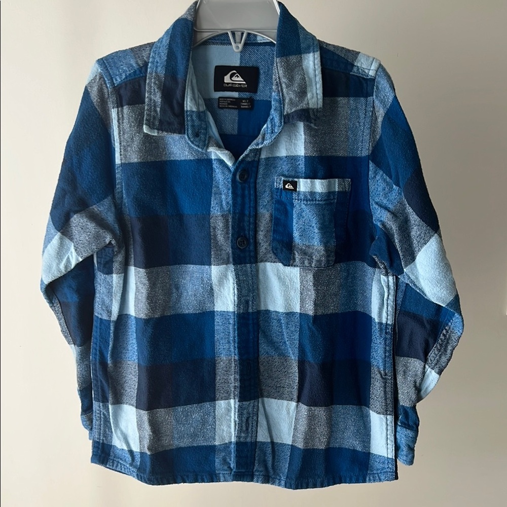 Quiksilver Navy and Light Blue Checkered Shirt